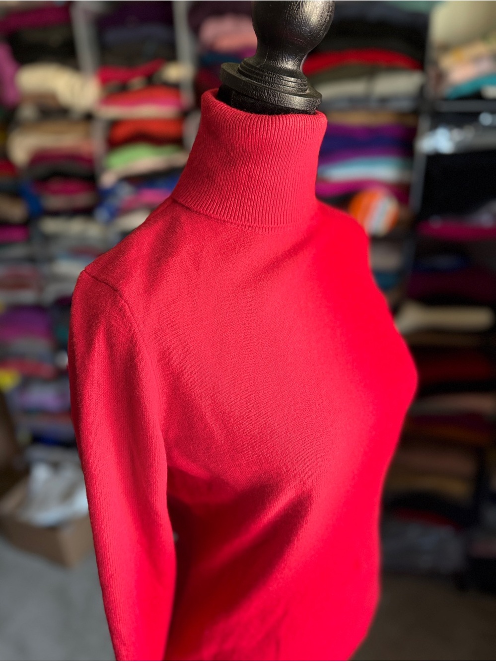 Sutton Studio Bright Red Turtleneck Cashmere Sweater